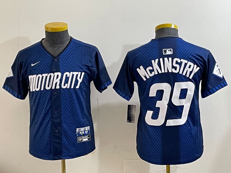 Youth 2025 Detroit Tigers 39 Mckinstry Blue City Edition Nike MLB Jersey style 4